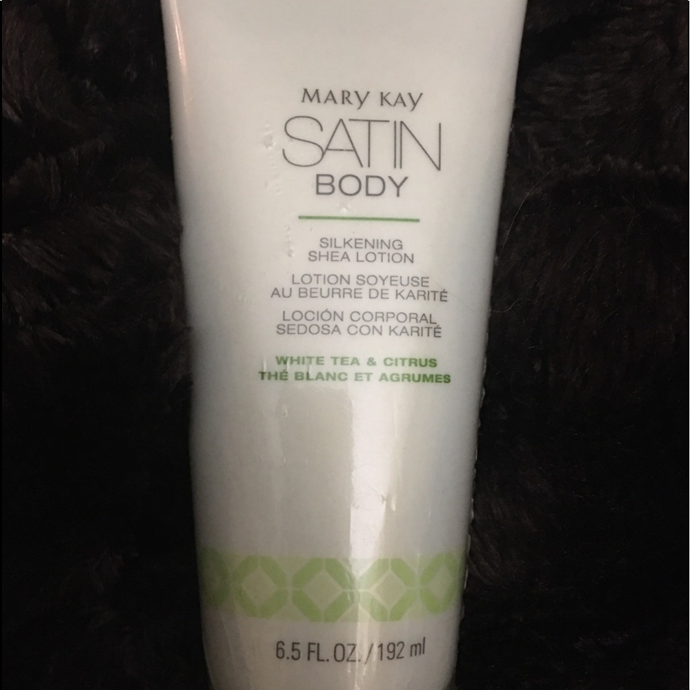 Mary Kay’s satin body silkening shea lotion with white tea and citrus